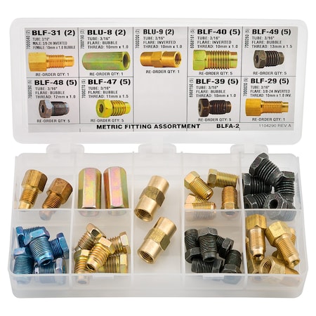 Ags Metric Tube Nut, Union, Adapter Fitting Assortment, 9 SKU, BLFA-2 BLFA-2
